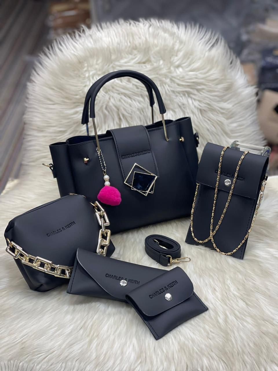 PRADISE 5 Pcs PU Leather Handbag Set