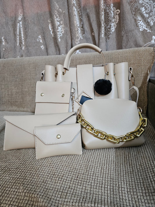 PRADISE 5 Pcs PU Leather  Handbag Set