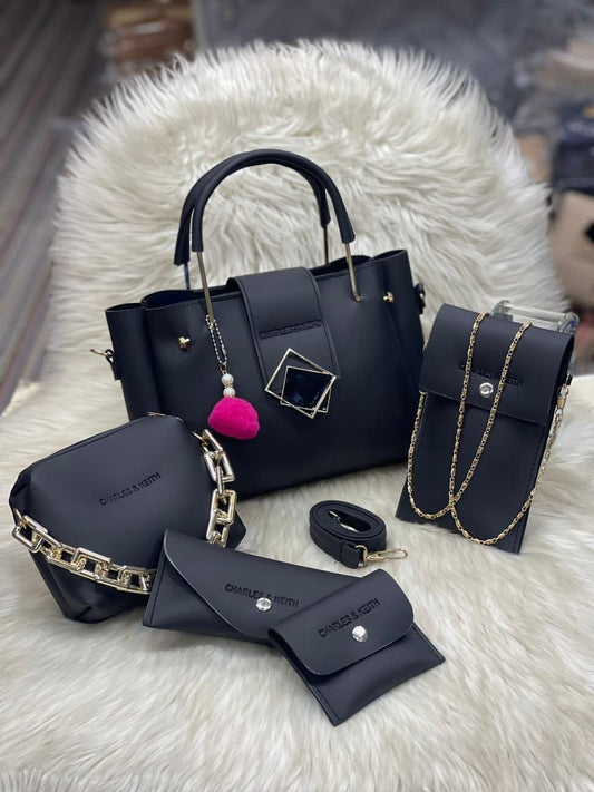 PRADISE 5 Pcs PU Leather  Handbag Set