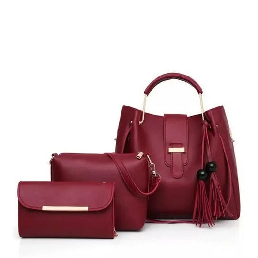 ALEXA 3 PIECE MEHROON HANDBAG new Year  SALE PRICE