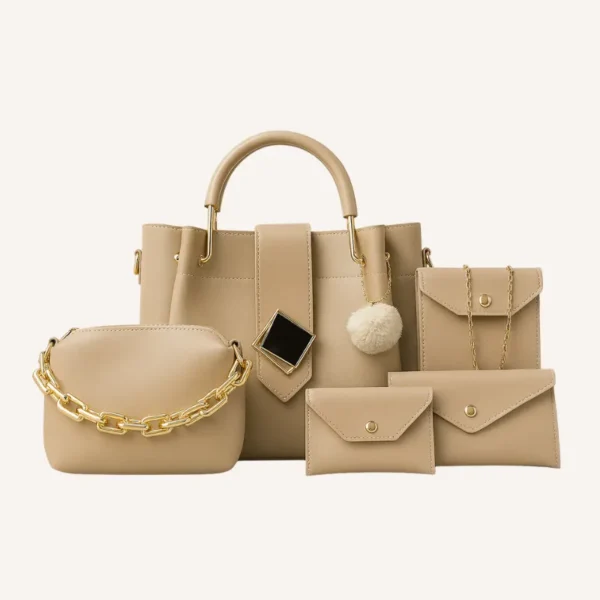 Paradise 5 Pcs Handbag Set beige showcase