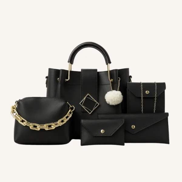 Paradise 5 pcs Handbag Set – Black showcase