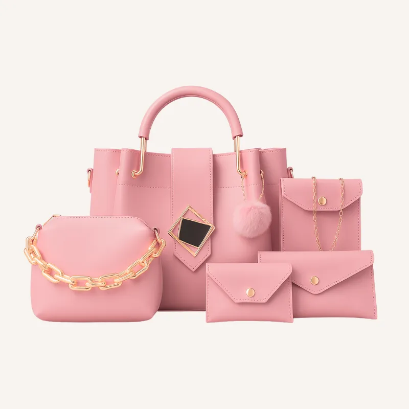 Paradise 5 pcs Handbag Set – Pink showcase
